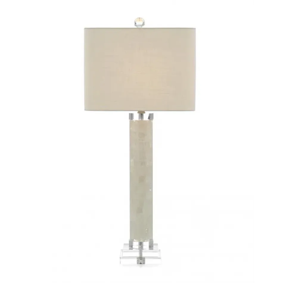 White Calcite and Quartz Table Lamp