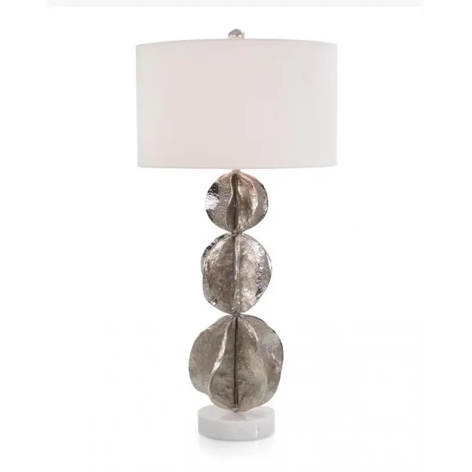 Three Flowing Wave Spheres Nickel Table Lamp