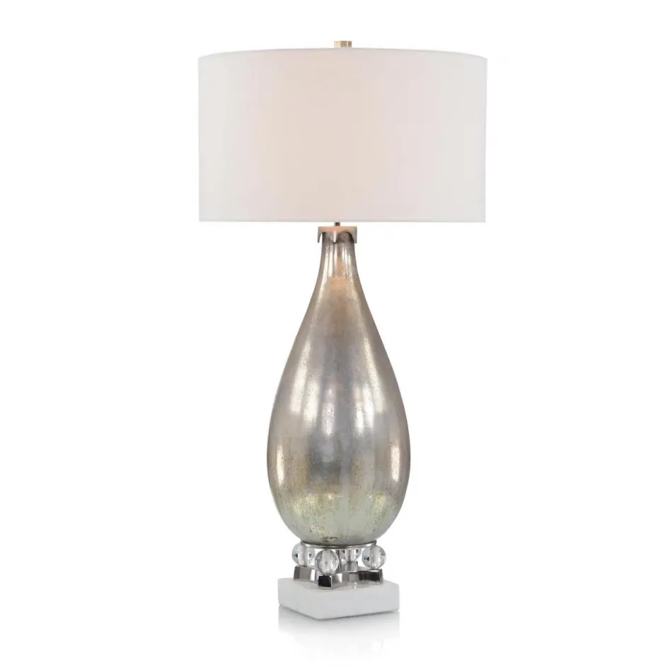 Iridescent Champagne and Silver Glass Table Lamp
