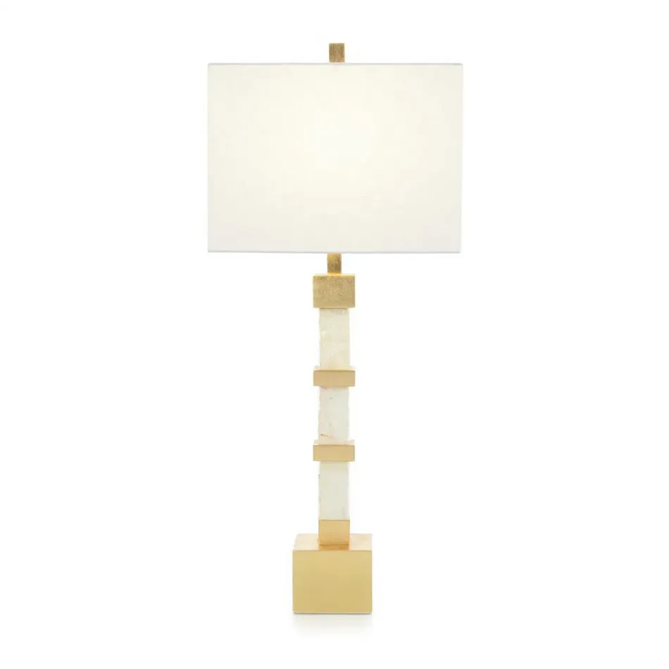 Buffet Lamp 35"H White Mica And Gold