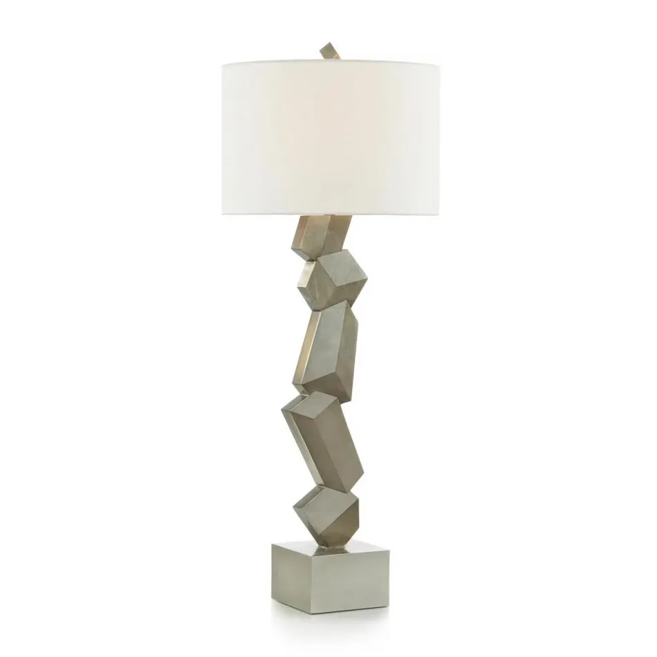 Trompe-l'oeil Geometric Silver Buffet Lamp 38.5"H X 15"W X 15"D