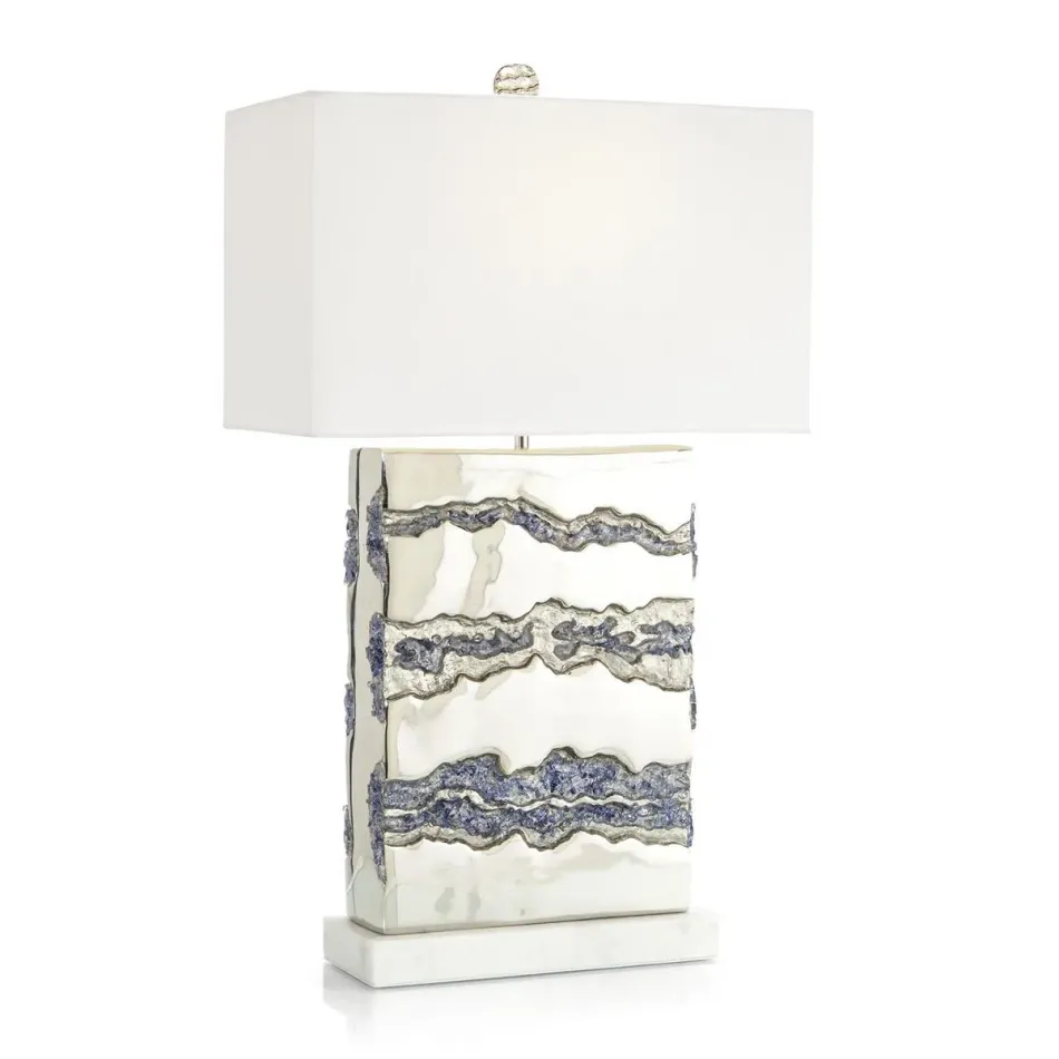 Glass Geode Table Lamp 31"H X 18"W X 9.5"D Deep Blue