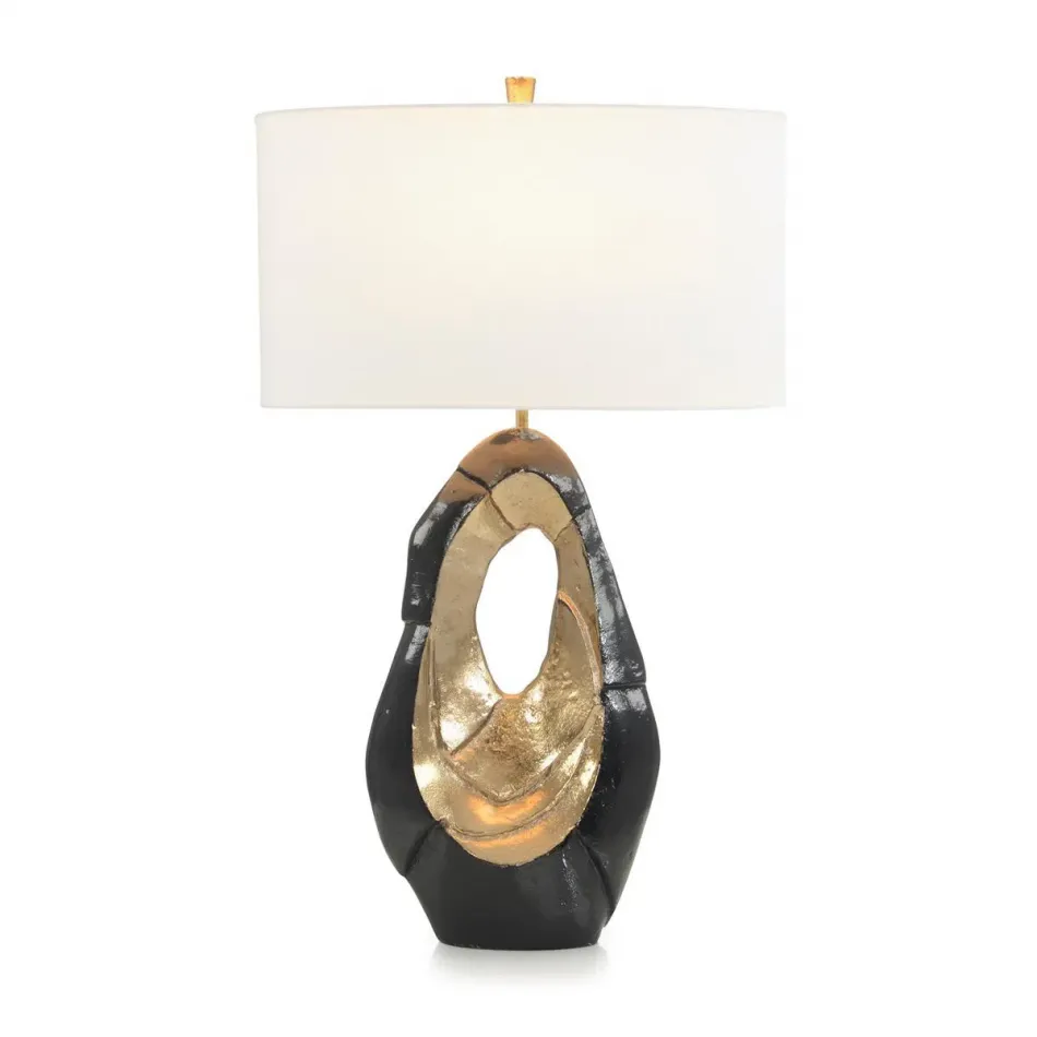 Sculpture Lamp 33.5"H Black And Metallic Gold