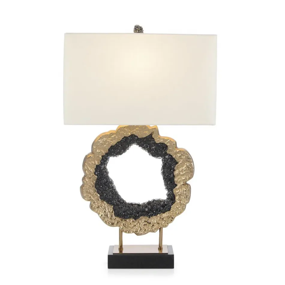Geode Table Lamp 33"H Hammered Brass And Black