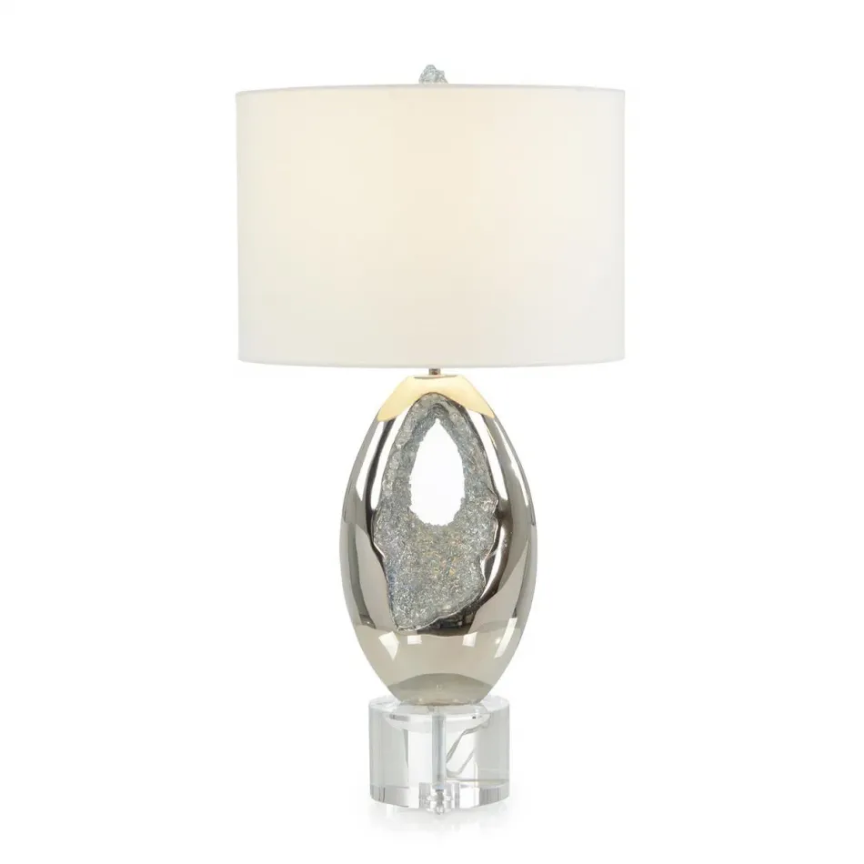 Blue Geode Table Lamp 30.25"H Polished Nickel And Sea