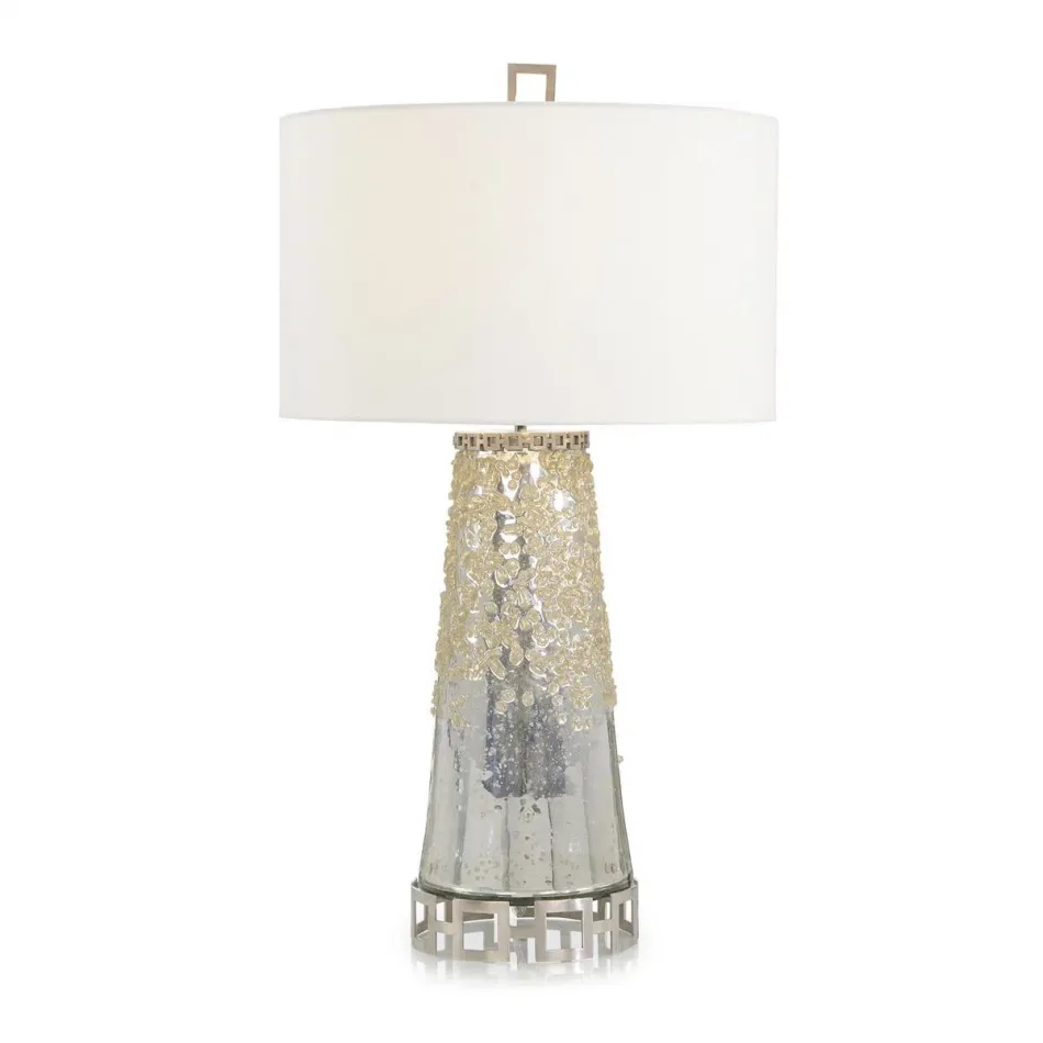 Stainless Steel Table Lamp 38"H Mirror Glass And Brushed