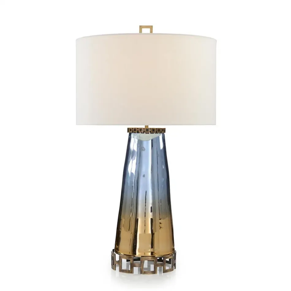 Glass Table Lamp 35.25"H Sapphire Blue And Cognac