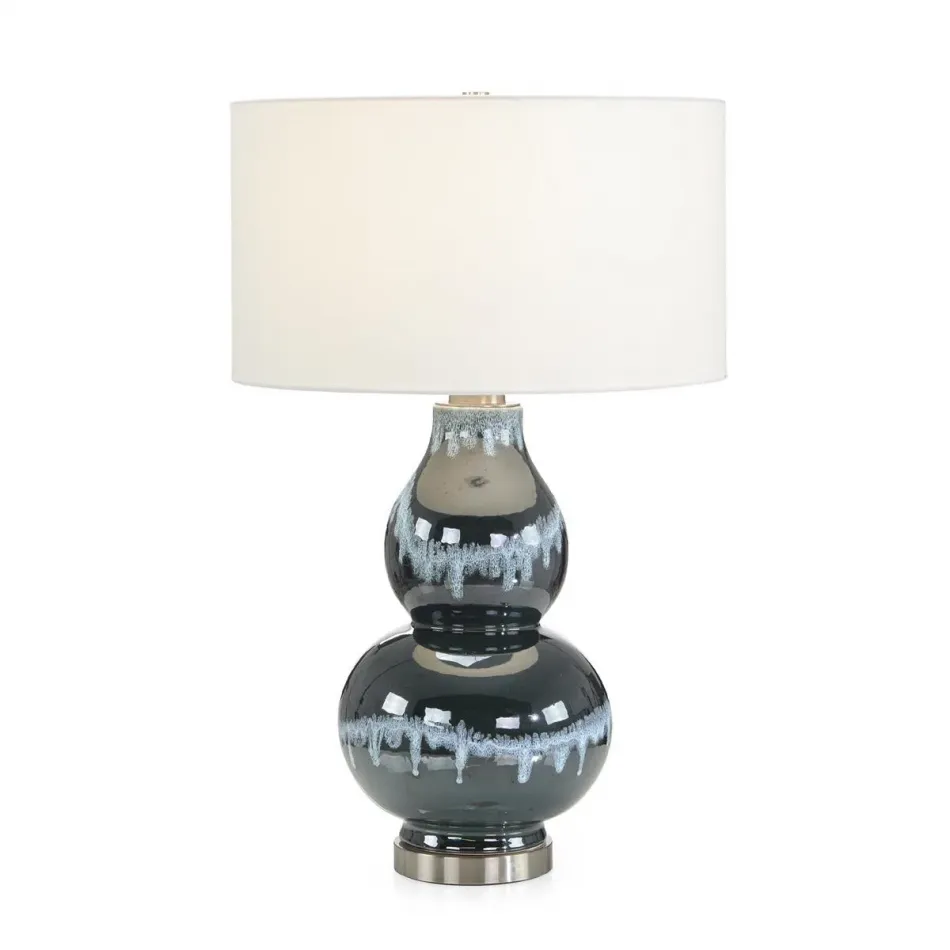 Ceramic Table Lamp 29.25" H Navy Blue Rain