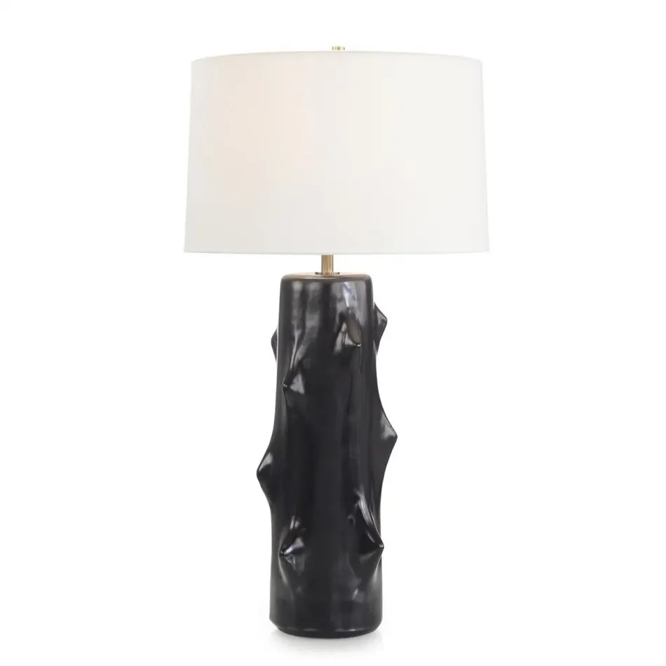 Lamp 35"H Black Ceramic Sculpted Table
