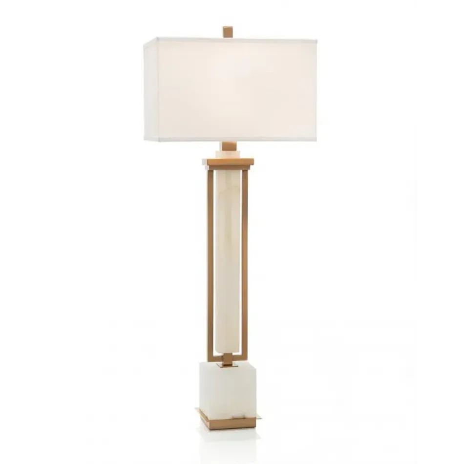 Coffee Bronze and White Alabaster Buffet Lamp