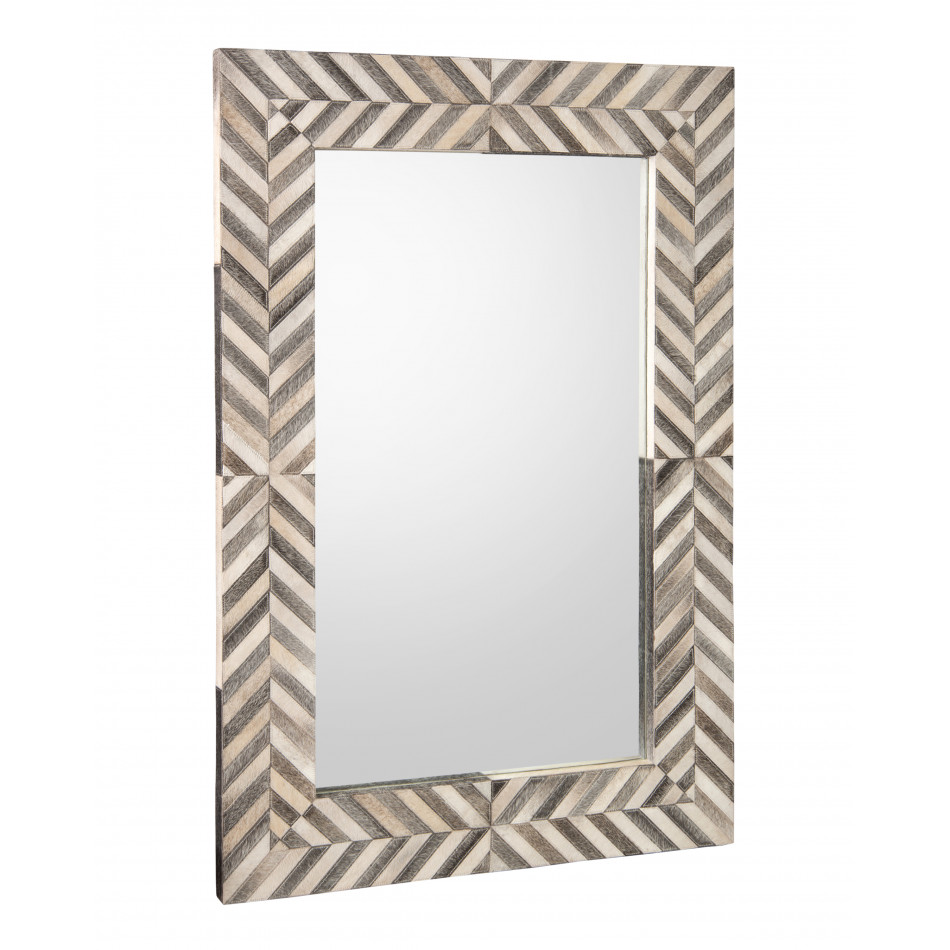 Hair on Hide Framed Rectangular Mirror