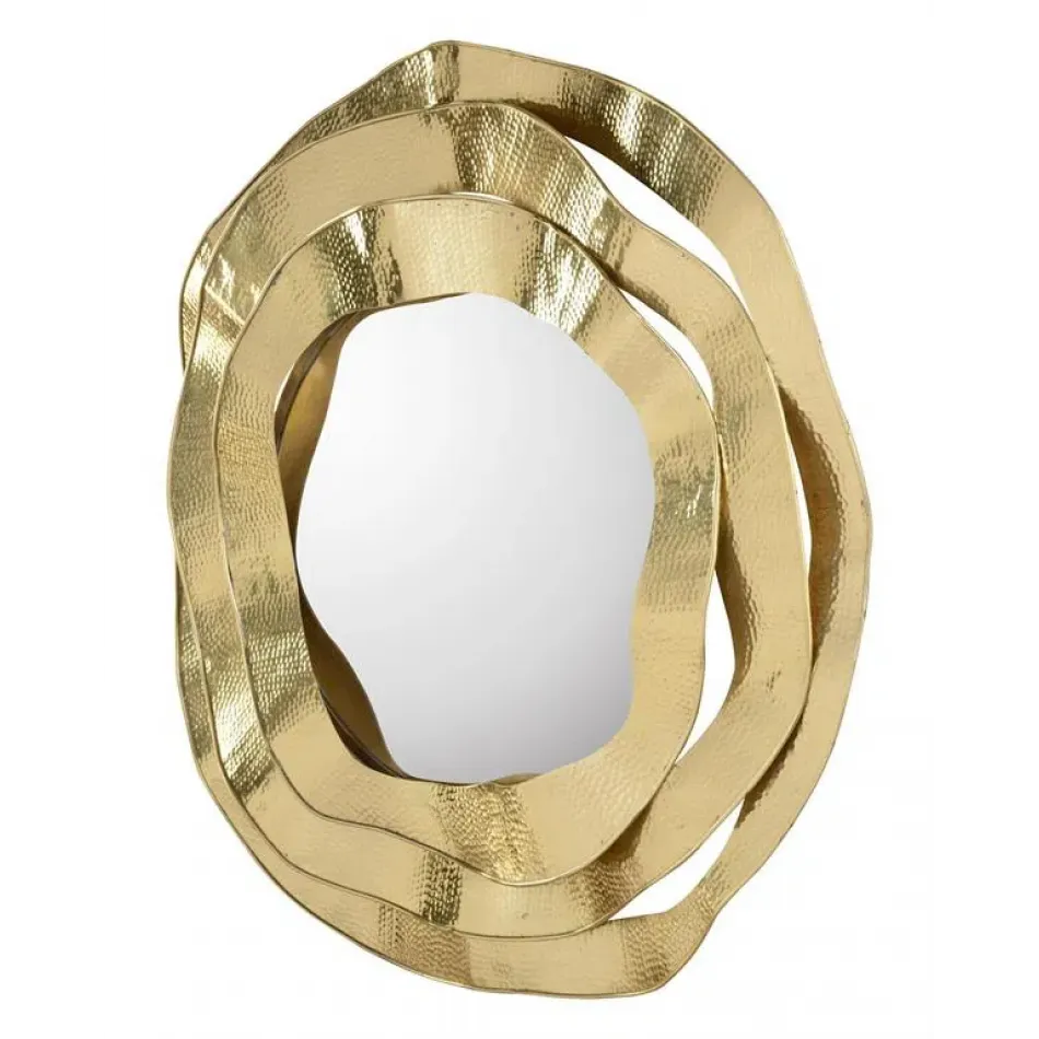 Ripple Brass Oval Mirror