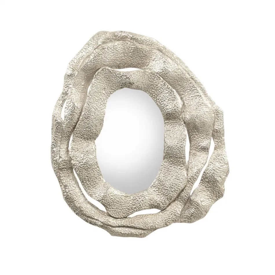 Brutalist Triple Frame Nickel Oval Mirror 29"H X 35"W X 2.25"D
