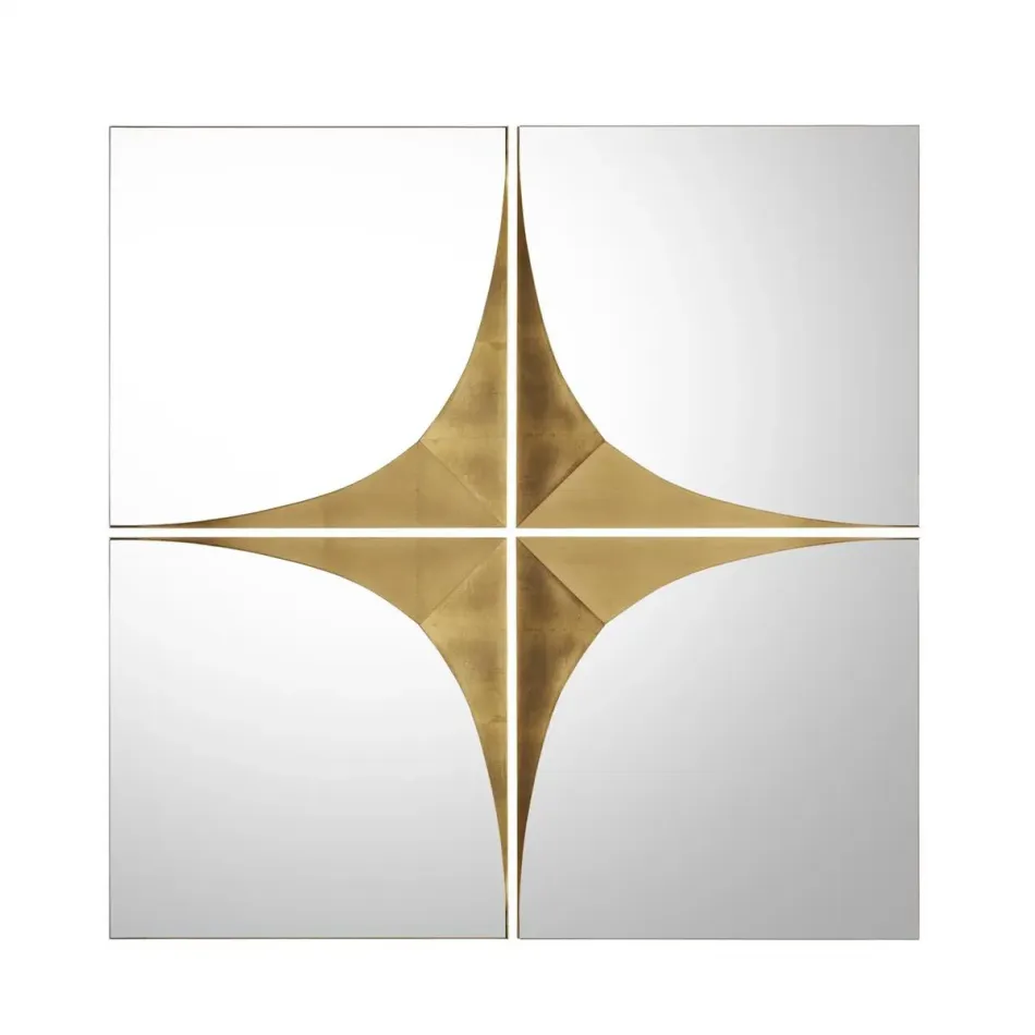 Gold Contour Mirrors, Set of 4