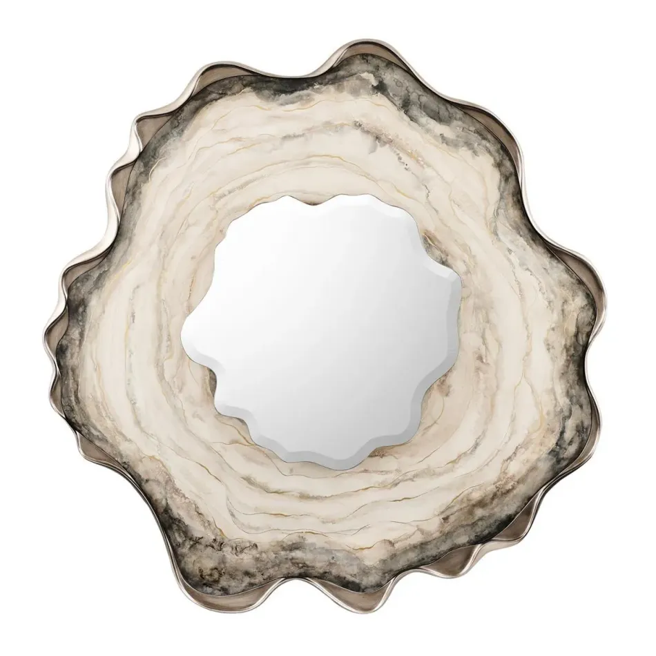 Dirillo Round Mirror, Grey Agate