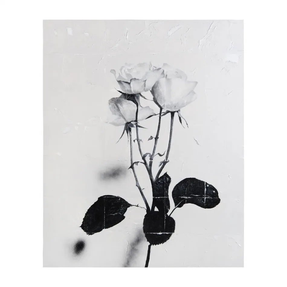 Teng Fei's White Roses 59"H X 47.25"W X 1.5"D