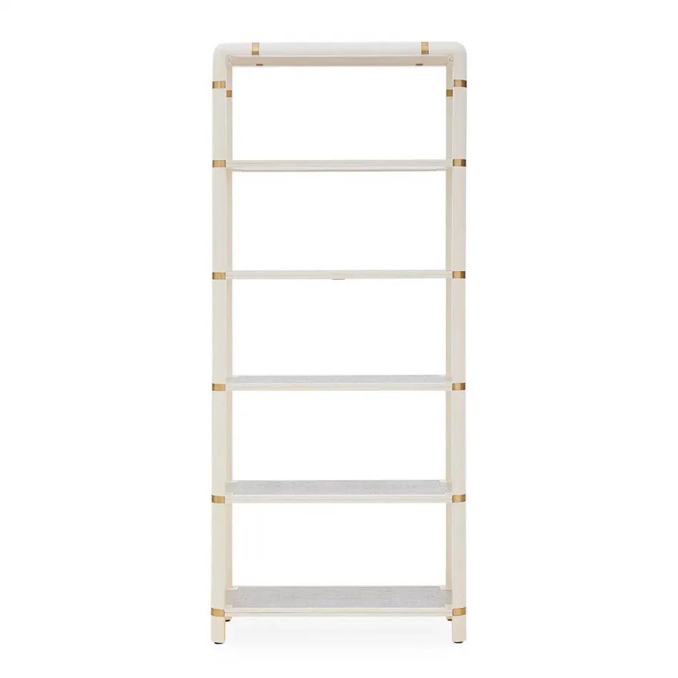 Siam Etagere Ivory Mahogany/Ice Raffia