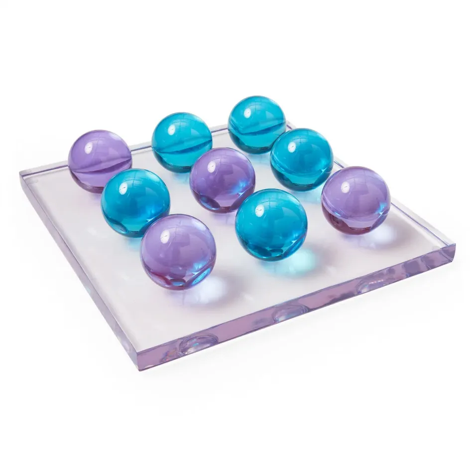 Acrylic Tic Tac Toe Set Turquoise/Purple