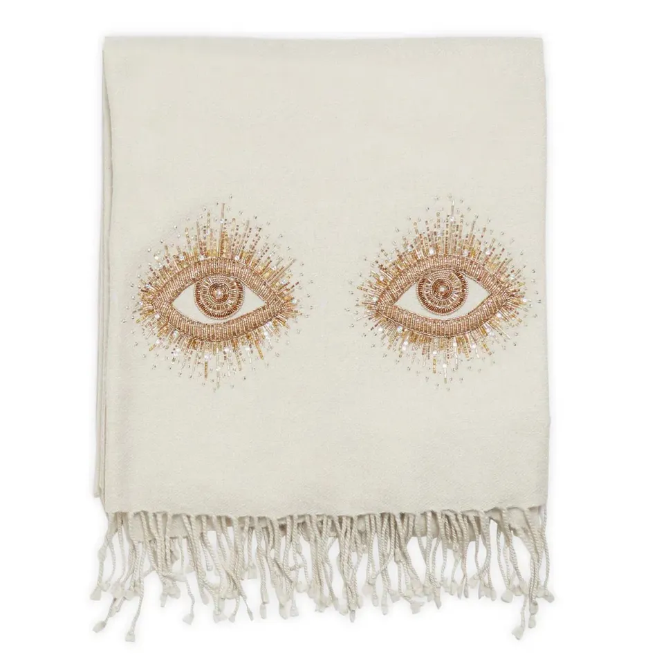 Muse Eyes Embellished Throw White