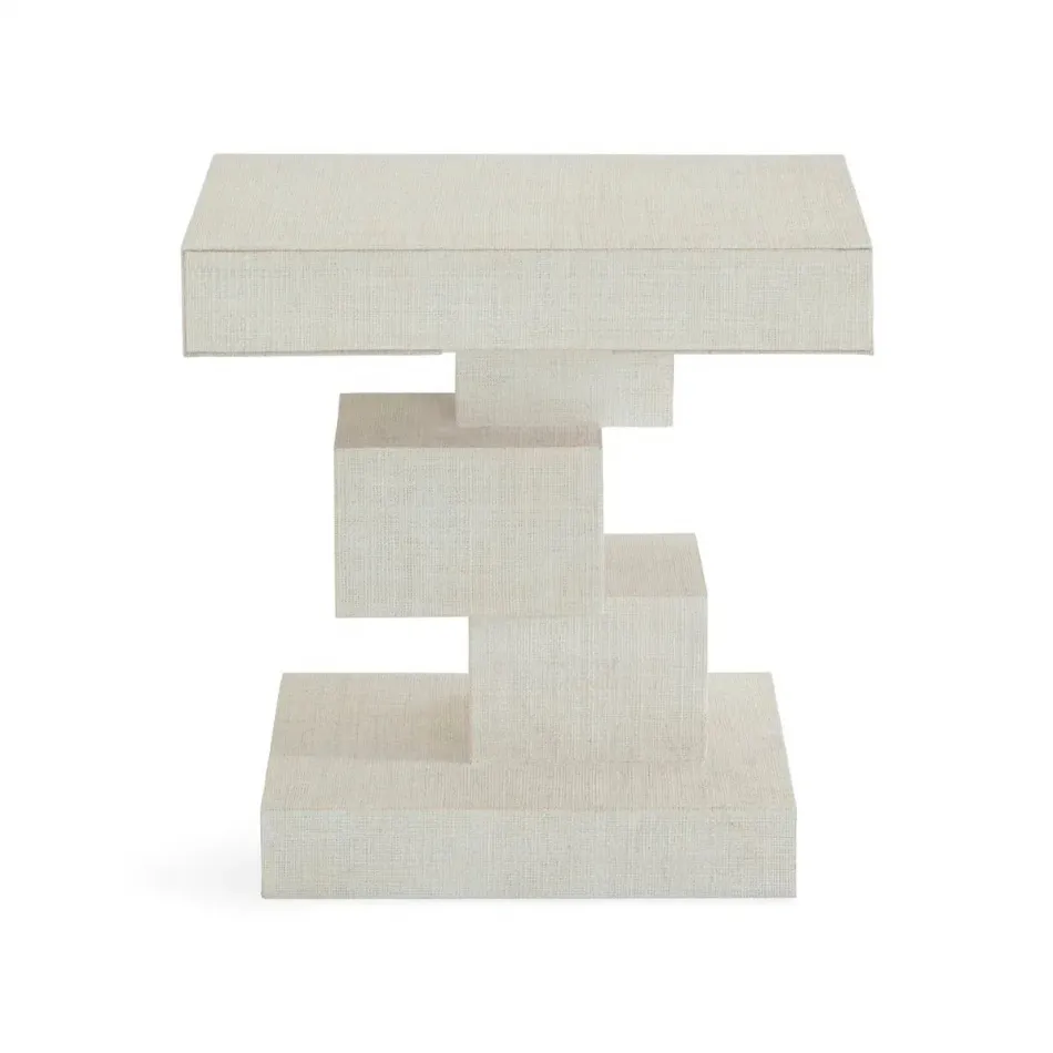 Cubist Side Table - Ivory Raffia