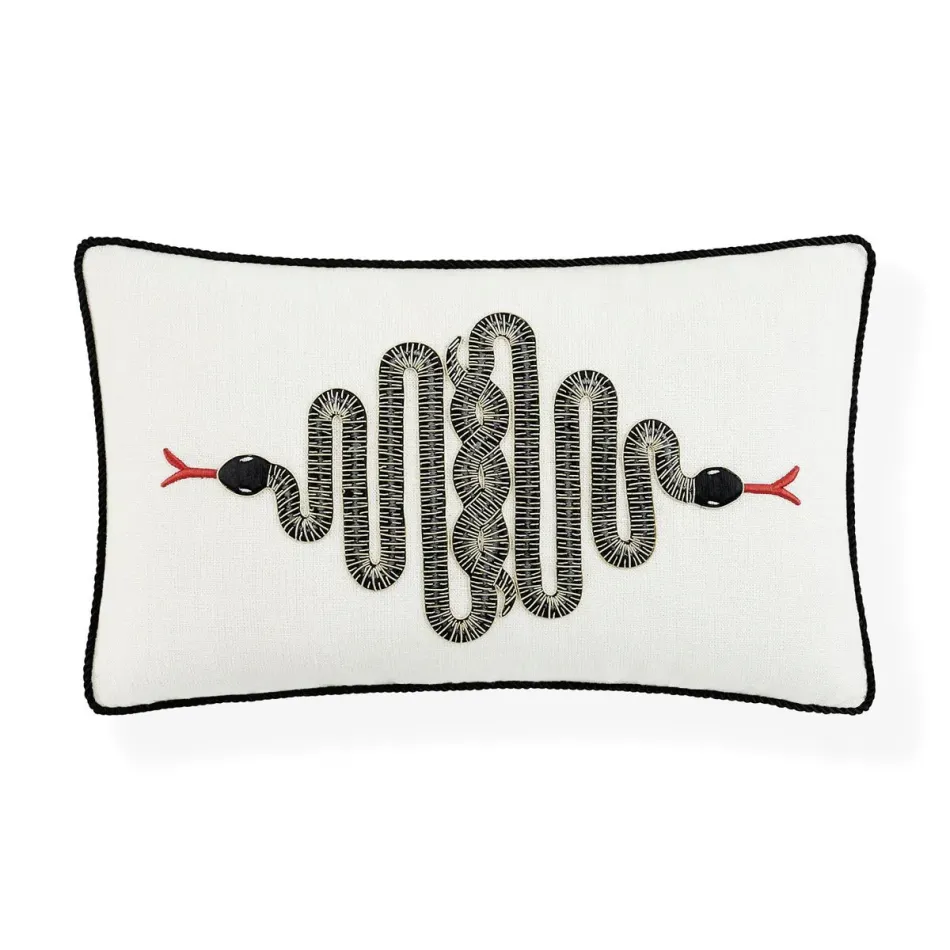 Snake Embroidered Pillow