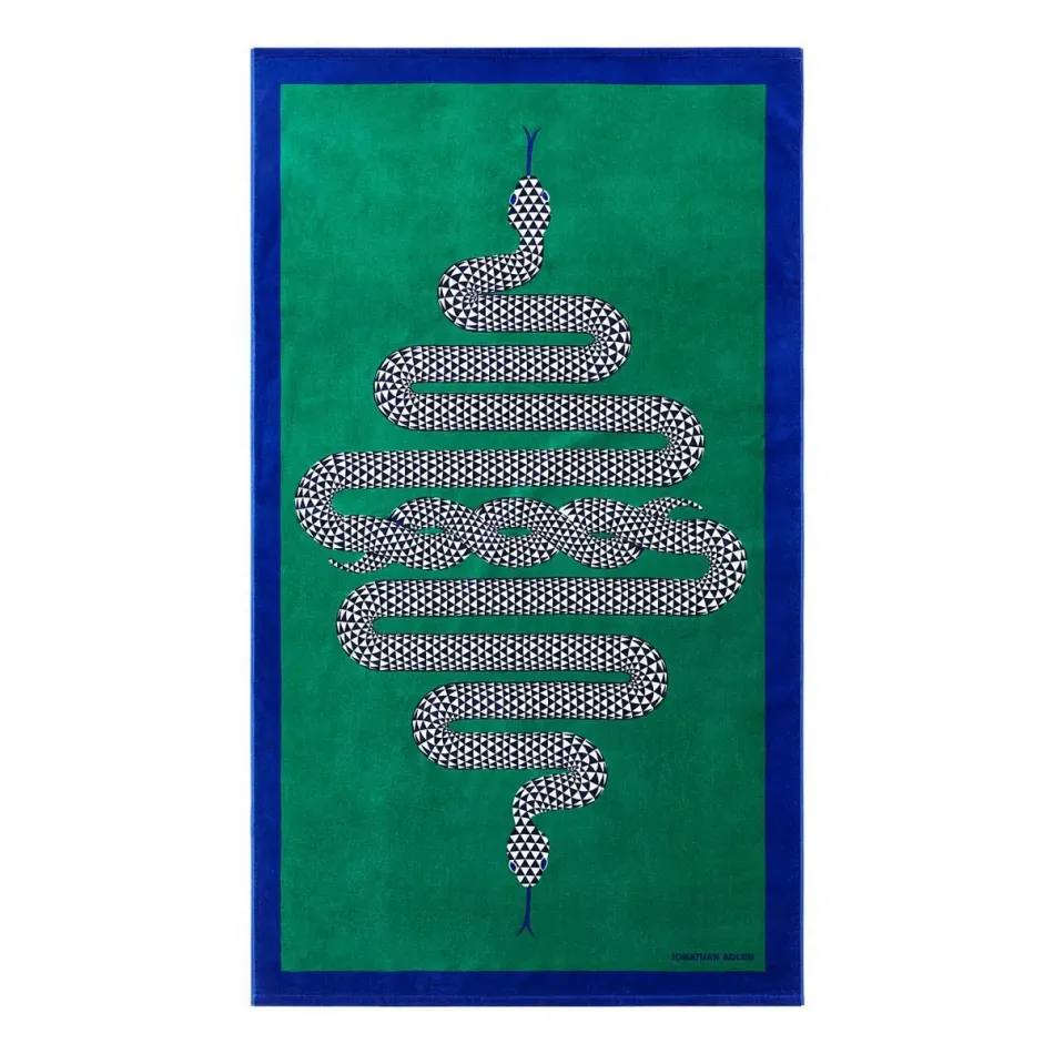 Snake Printed Beach Towel Green 40" x 70"