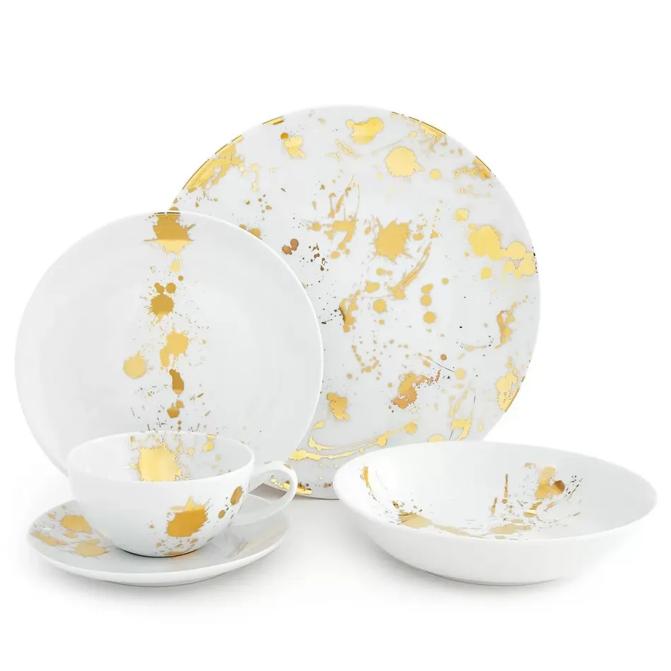 1948 5-Pc Dinner Set (dinner plate, soup plate, dessert plate, tea cup, saucer)