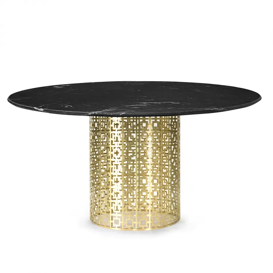 Nixon Dining Table Black Marble/Brass