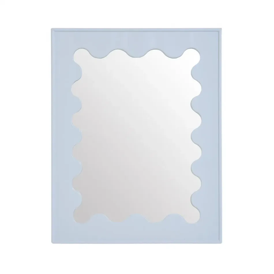 Ripple Blue Lacquer Rectangular Mirror