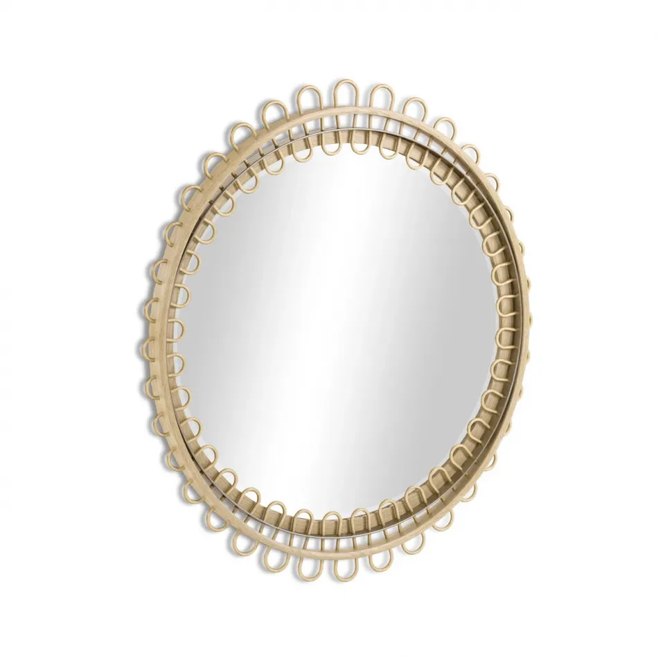 Water Vorticity Oval Rattan Mirror