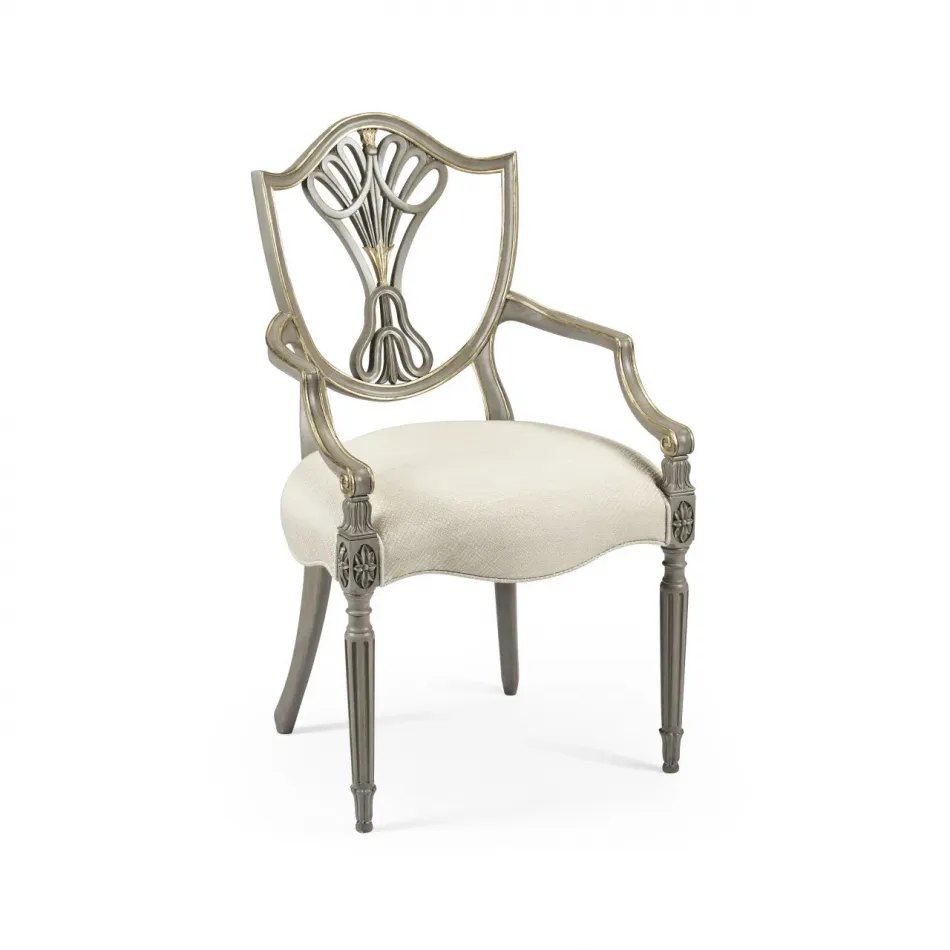 Buckingham Sheraton Grey & Gilded Dining Armchair