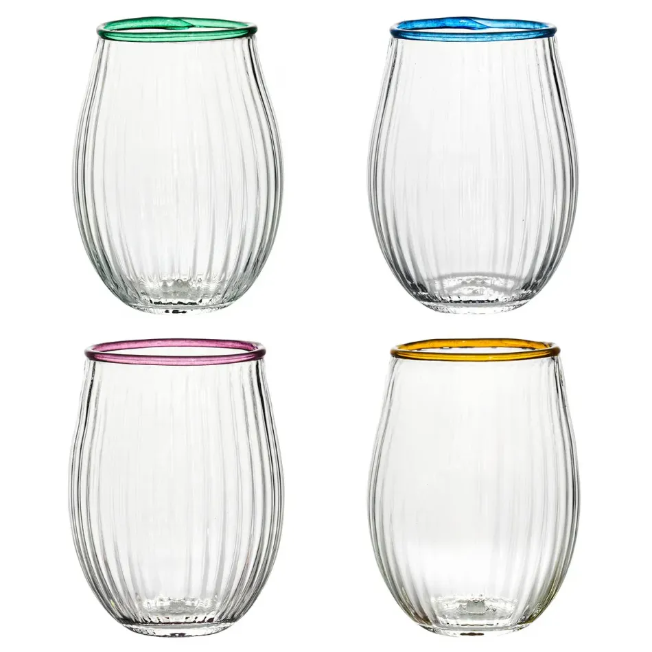 Nell Multi Stemless Wine Glass Assorted Set of 4