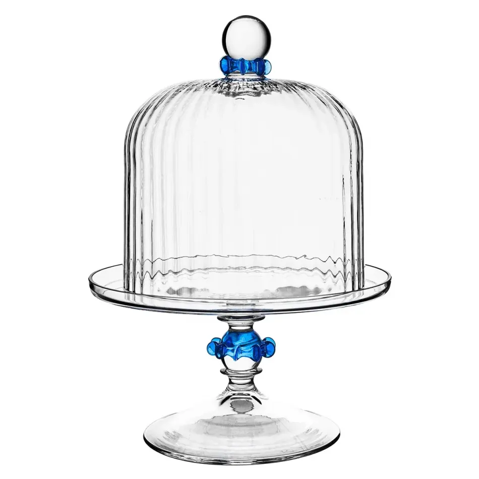 Nell Chambray Ruffle Petite Cake Dome & Stand Set
