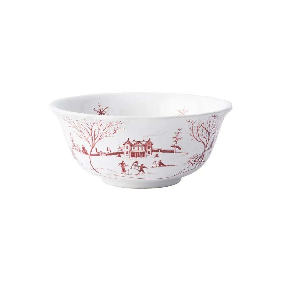 Country Estate Winter Frolic Ruby Cereal/Ice Cream Bowl