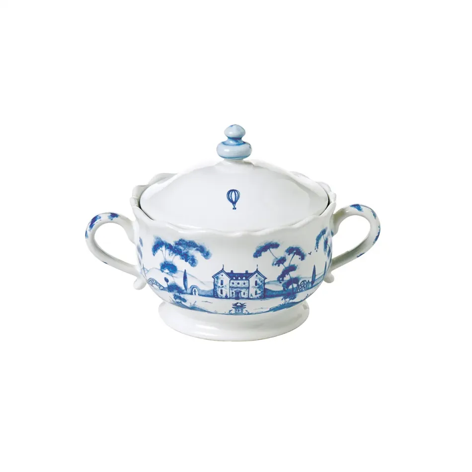 Country Estate Delft Blue Sugar Bowl with Lid- Delft Blue