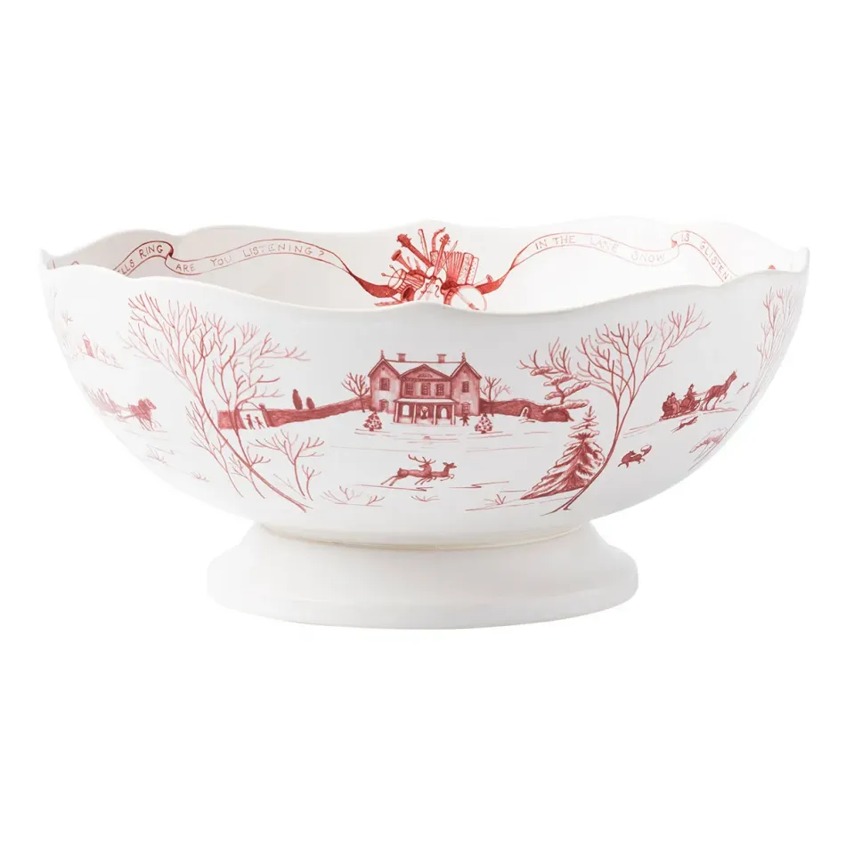 Country Estate Winter Frolic Ruby 13" Centerpiece Bowl