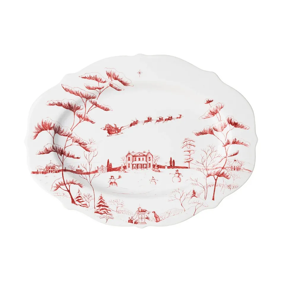 Country Estate Winter Frolic Ruby 15" Platter