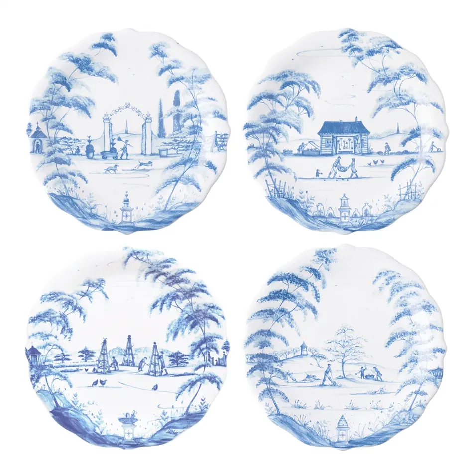 Country Estate Delft Blue Party Plate Assorted Set of 4