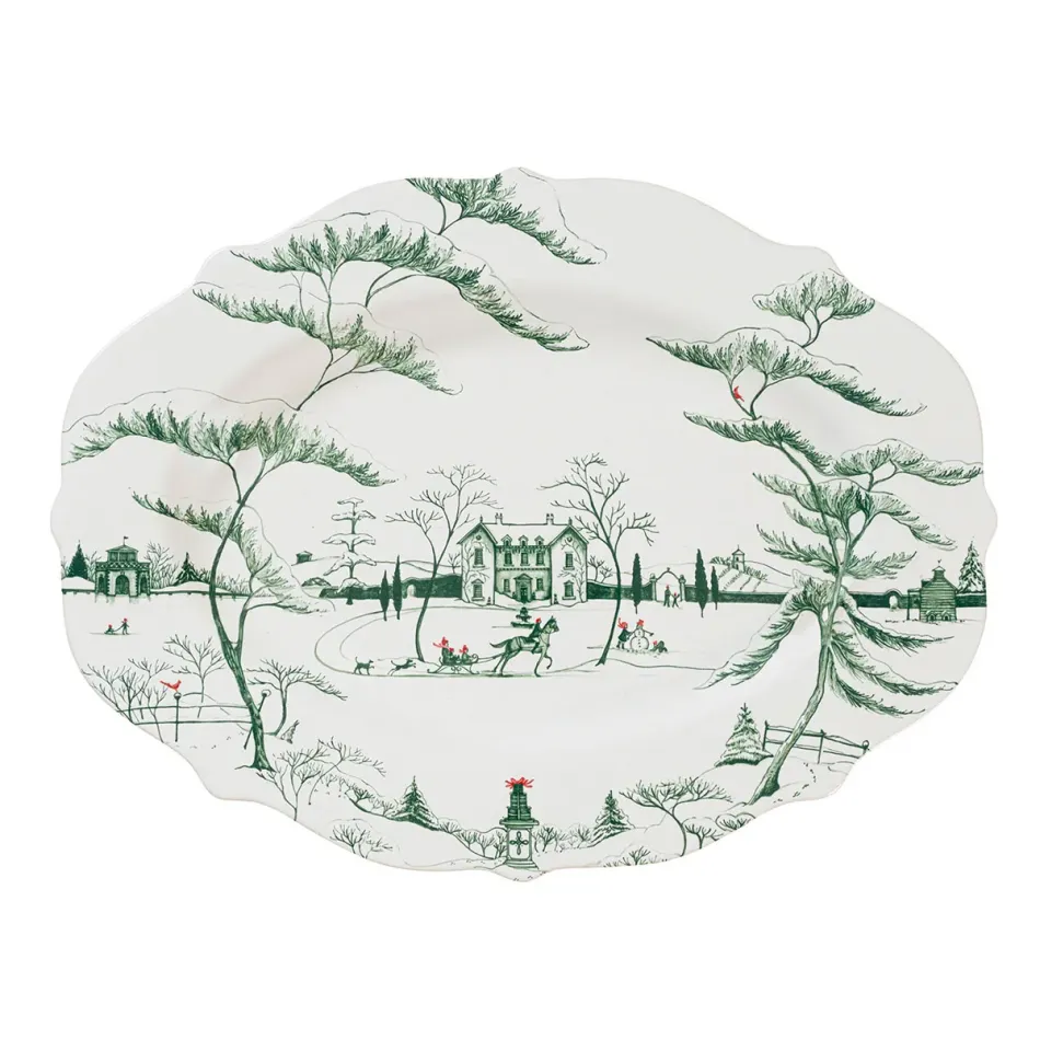 Country Estate Winter Frolic 18" Platter Evergreen