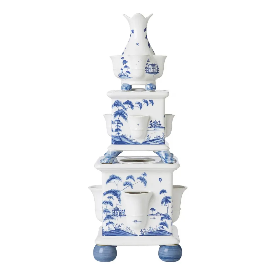 Country Estate Delft Blue Tulipiere Tower Set of 3 Pc