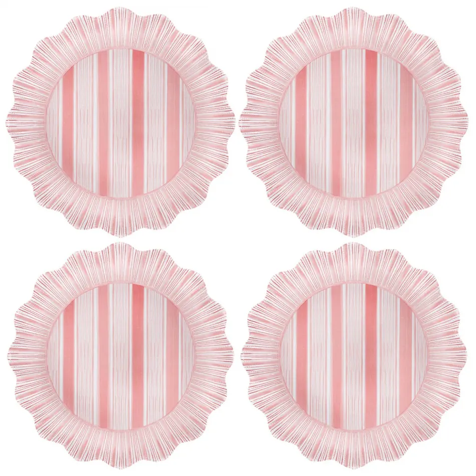 Cabana Stripe Melamine Dinner Plate Set of 4 - Coral