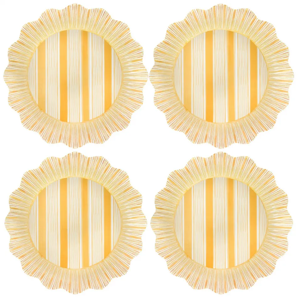 Cabana Stripe Melamine Dinner Plate Set of 4 - Sunshine