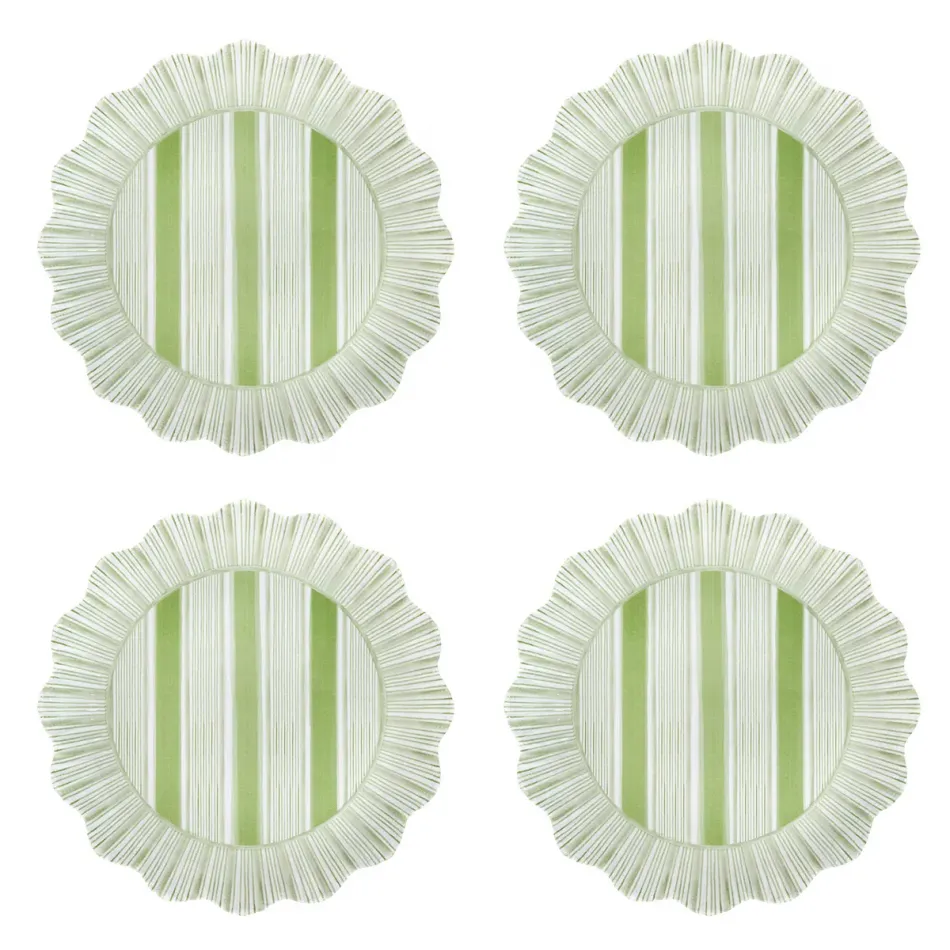 Cabana Stripe Melamine Dessert/Salad Plate Set of 4 - Seagrass