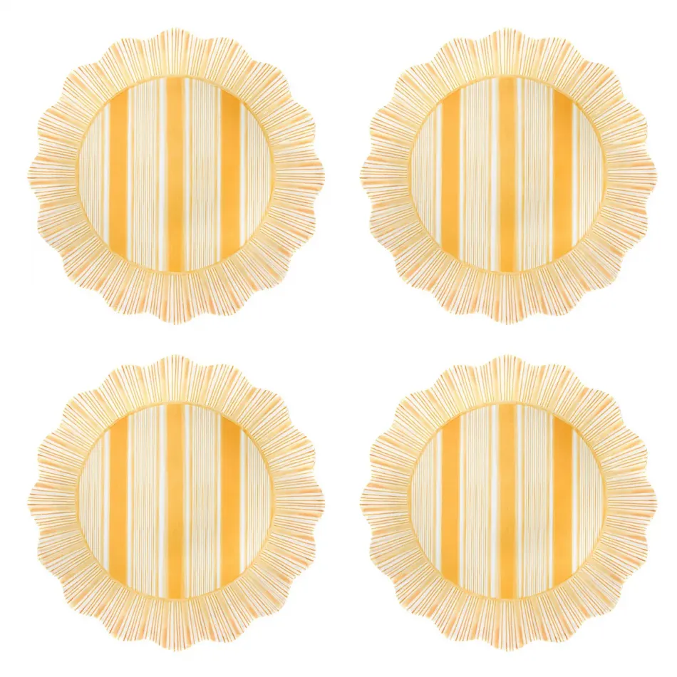 Cabana Stripe Melamine Dessert/Salad Plate Set of 4 - Sunshine