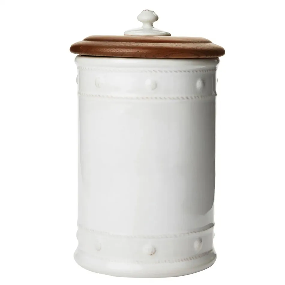 Berry & Thread Whitewash 11.5" Canister with Wooden Lid