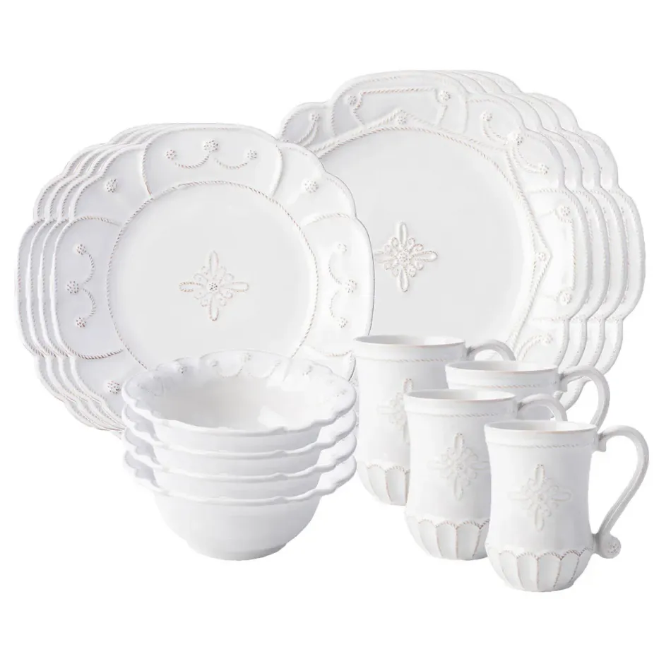 Jardins du Monde Whitewash 16-pc Set (JMX01/10,JMV02X/10,JMX07/10,JMX06X/10) 12"L, 18"W, 18"H