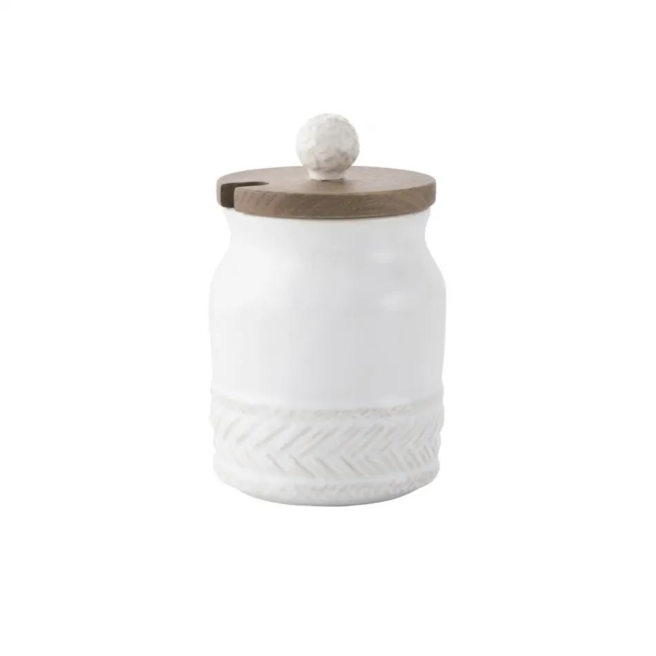 Le Panier Whitewash Sugar Bowl with Wooden Lid