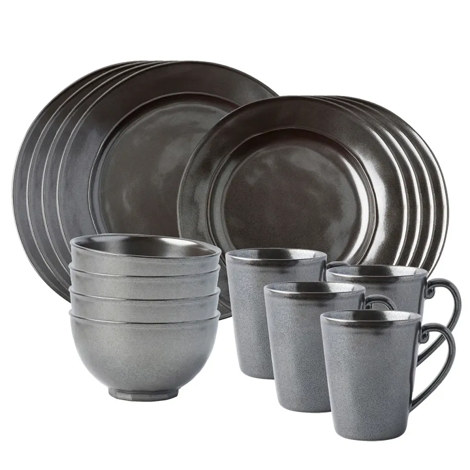 Pewter Stoneware 16-pc Set (KP01/91,KP02X/91,KP07/91,KP06X/91) 12"L, 18"W, 18"H