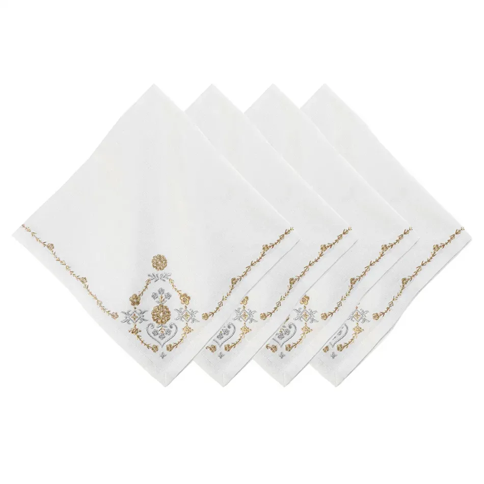 Heidi Embroidered Gold/Silver Napkin Set of 4
