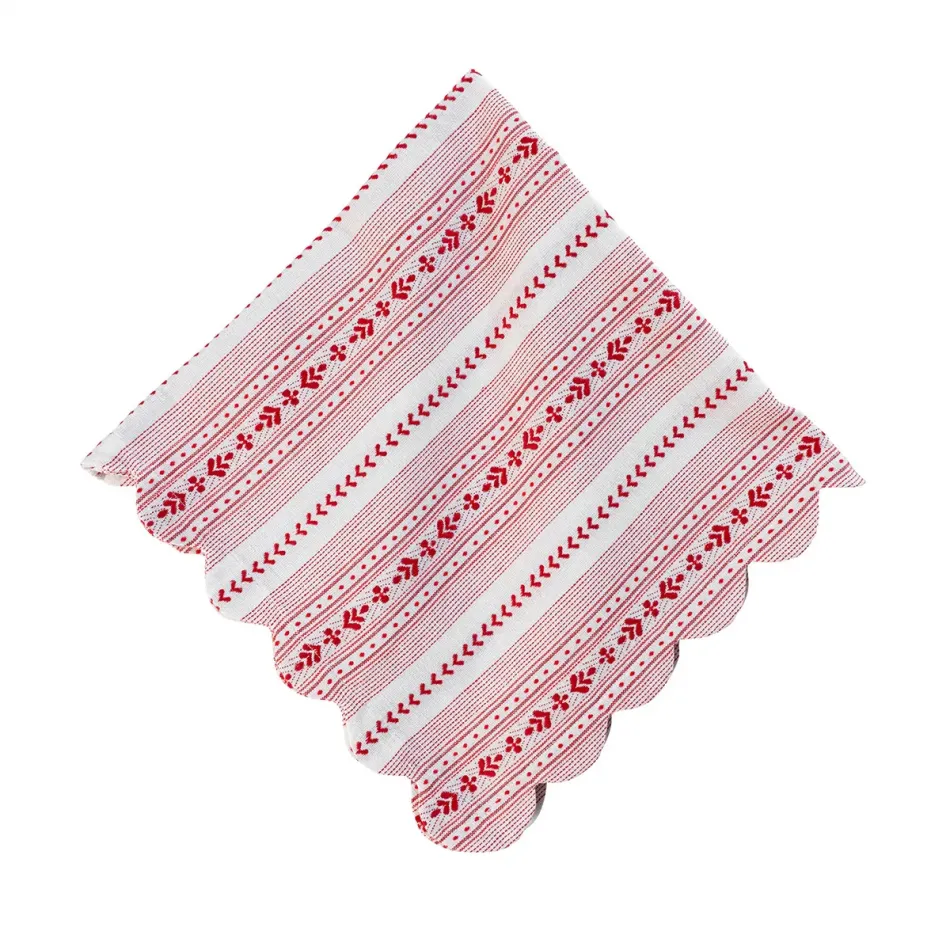 Villa Stripe Napkin Ruby